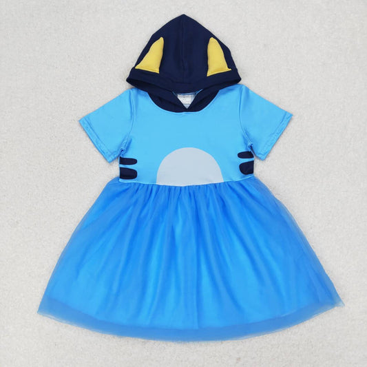 blue blu*y tulle hoodie dress