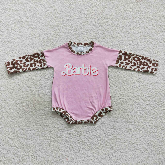 leopard barbie words baby girls bodysuit