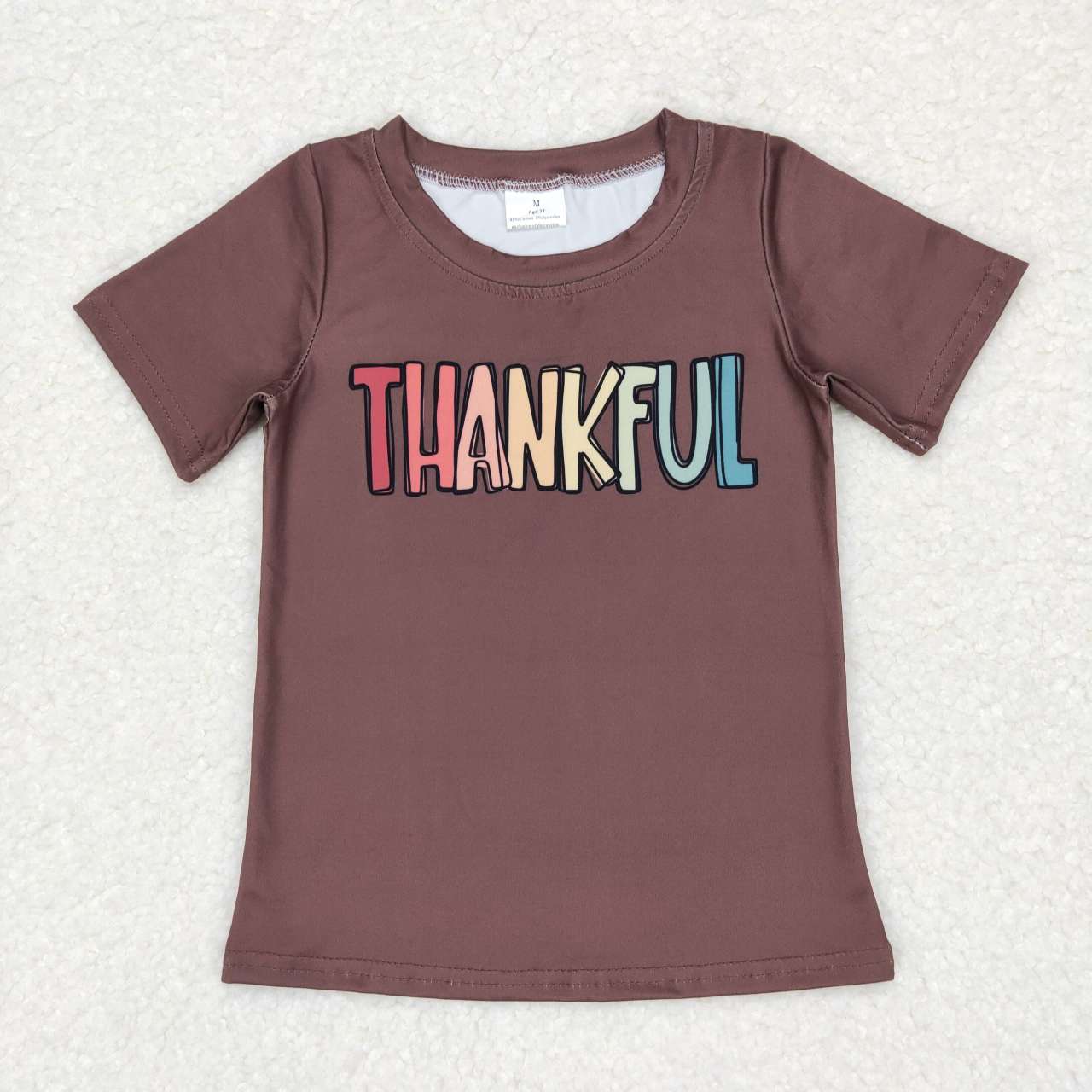 baby girl brown t-shirt with thankful letters