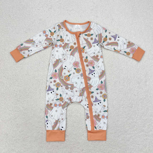 rainbow boo print girl halloween bamboo sleeper