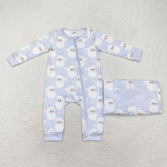 blue santa print bamboo sleeper