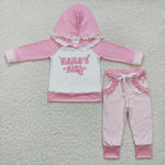 mama's girl toddler girl pink ruffle hoodie clothes set