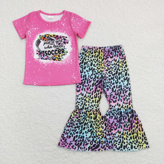 just a girl who loves soccer rainbow leopard pants set