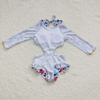 1pcs rainbow leopard kids girls swimsuit