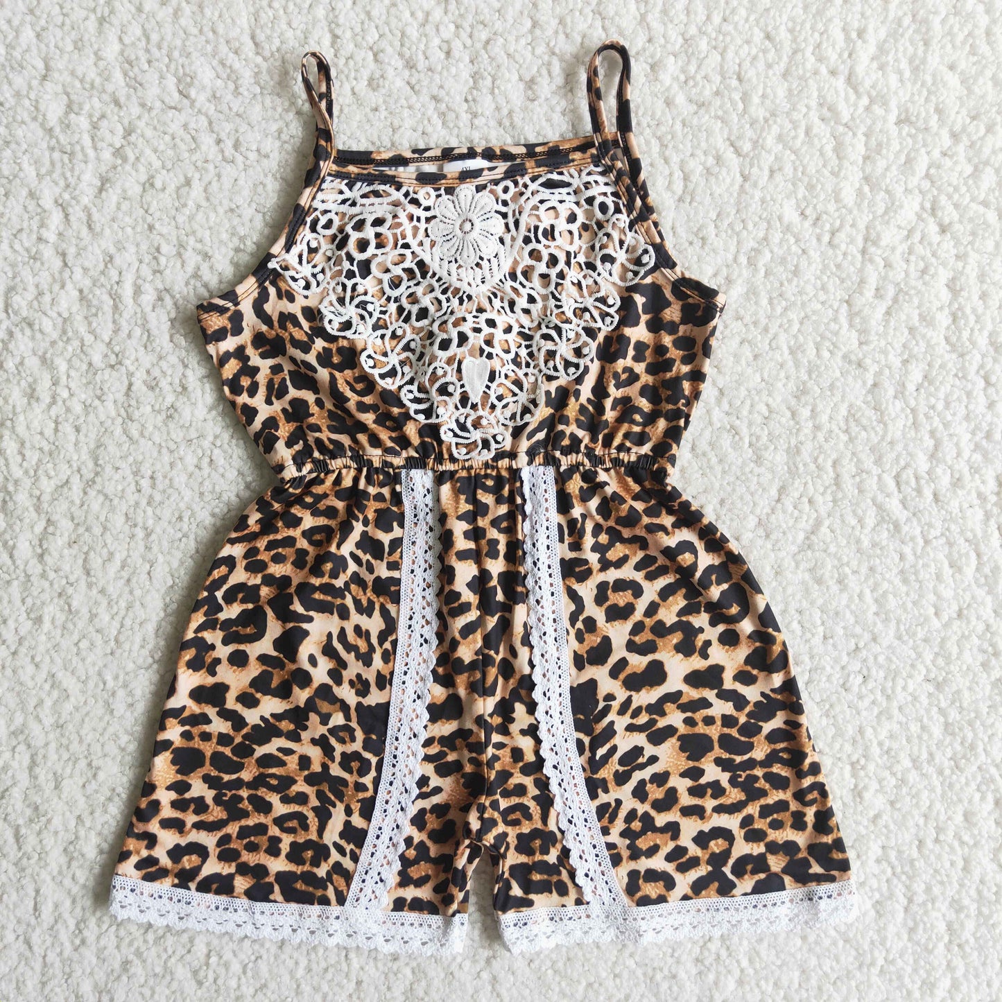 lace leopard shorts length girls jumpsuit