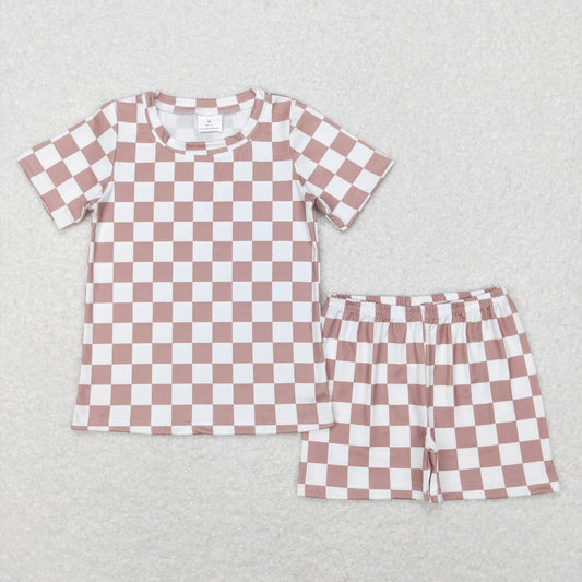 checkered shorts set boys summer clothes