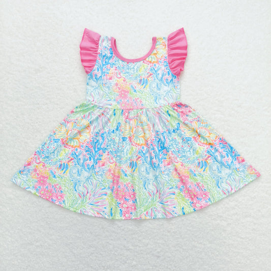 baby girl's flutter sleeve colorful lily twirl dress