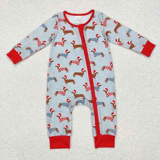 baby boy santa dog bamboo sleeper
