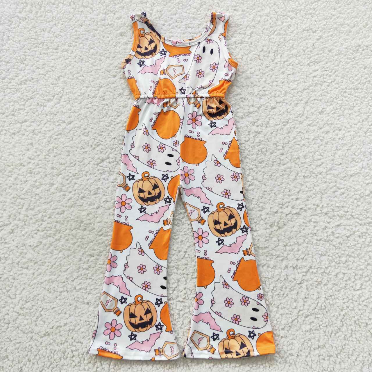 Cute boo kids girl halloween tank jumpsuit