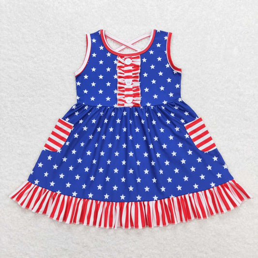 4th of july stars and stripe cross tank dress with pocket