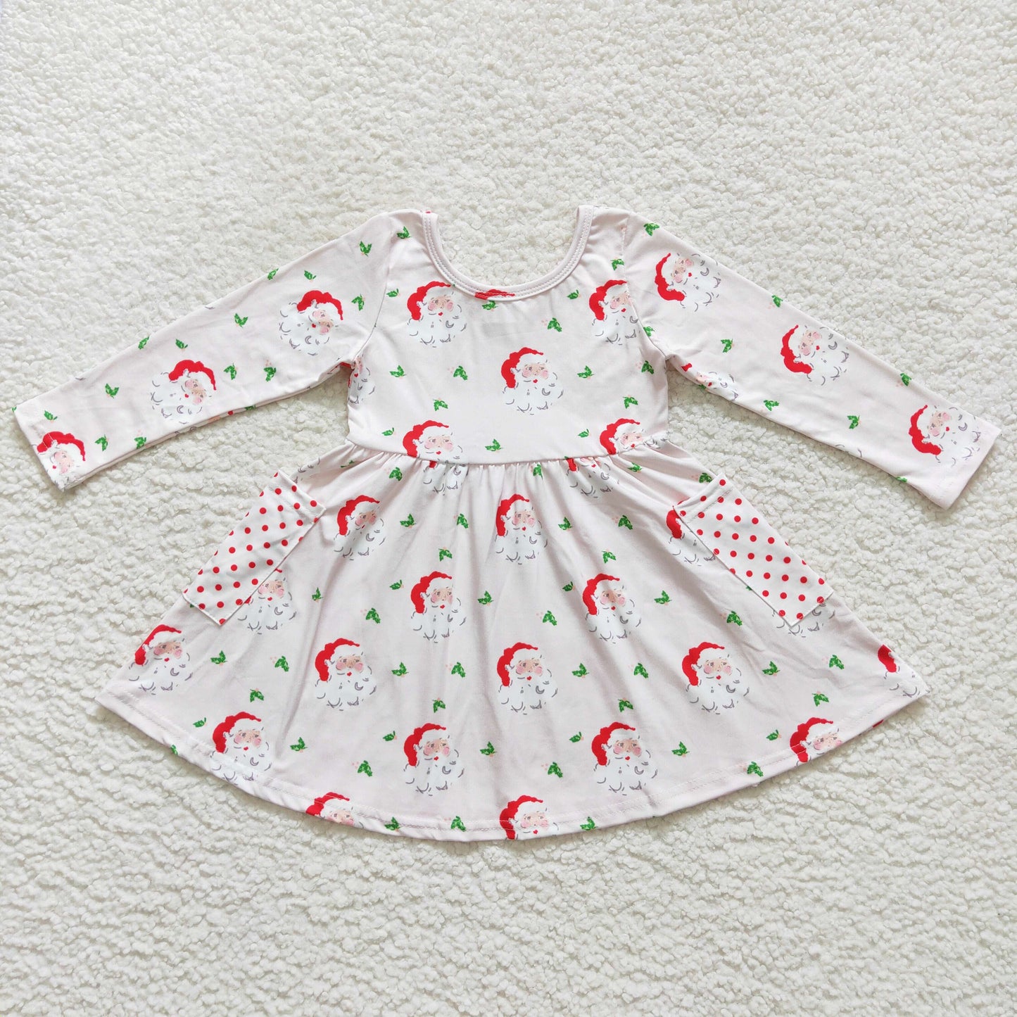 santa claus print christmas dress with pocket girls dresses