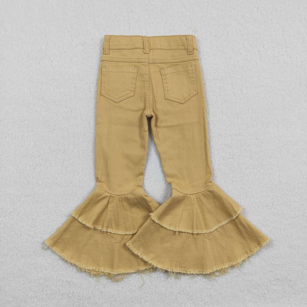 solid Khaki flare bottom jeans denim pants western girls clothes