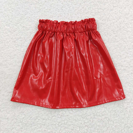 Red leather girls skirt