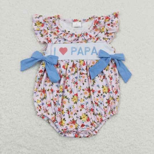 i love papa embroidery floral bubble baby girl clothes