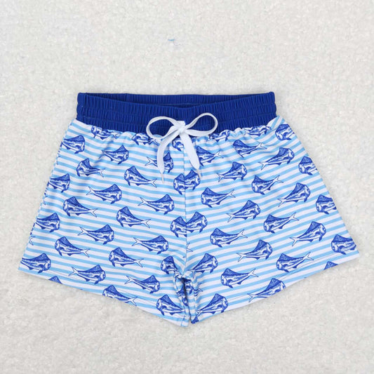 child boy blue fish trunck summer clothing