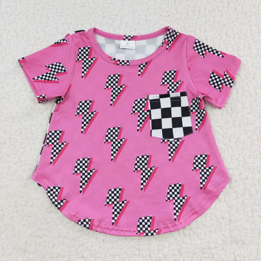 Fashion checkered lightning pocket t shirt