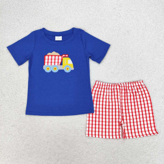 baby boy clothes sand truck embroidery shorts set