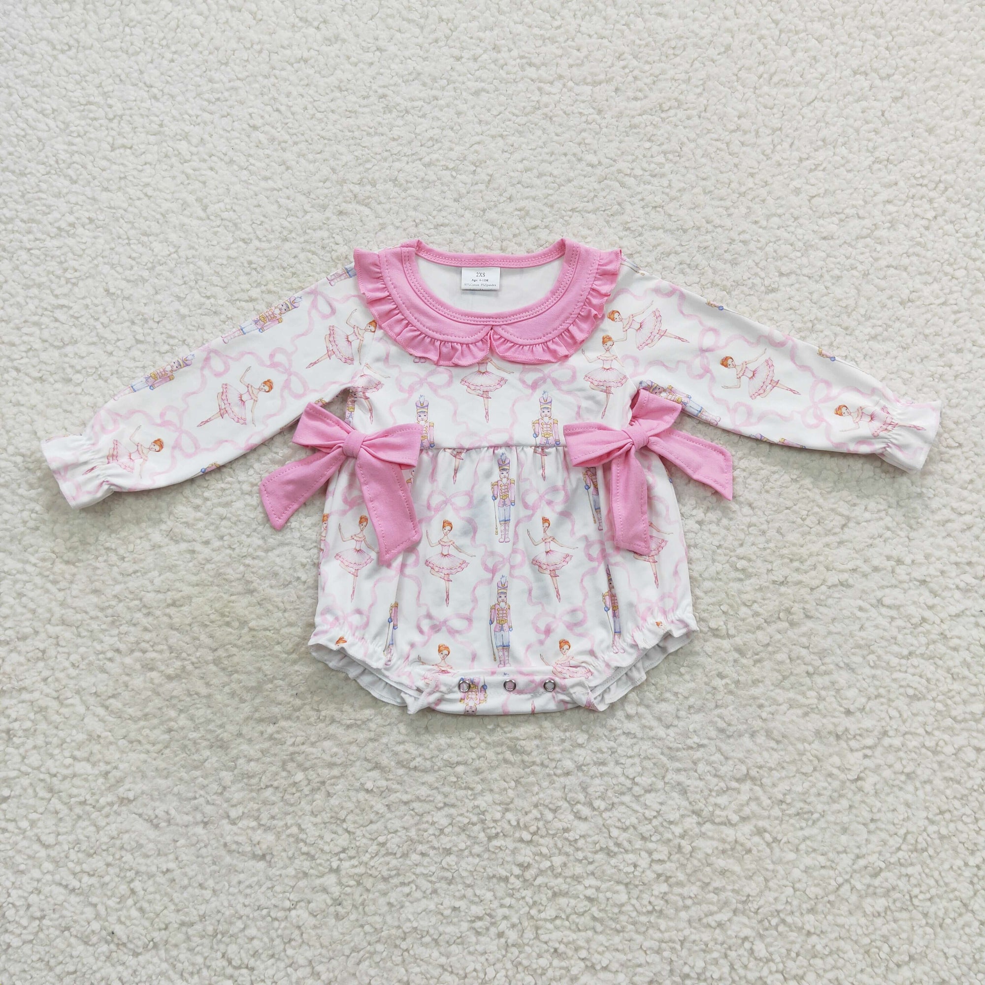 pink ballet bow playwear baby girl christmas clothing