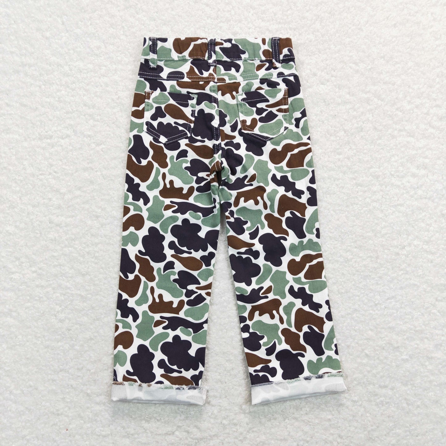 western kids fashion camo denim pants with hole