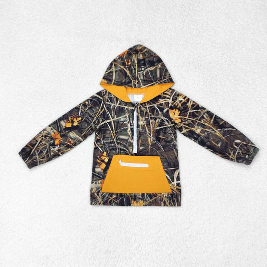 camo clothes baby boy zip hoodie top with pocket