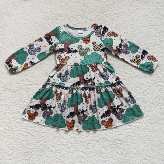 wild west animal zoo forest print dress