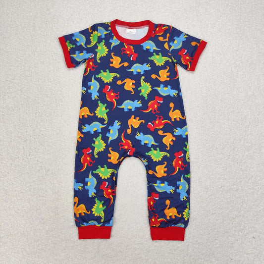 boy summer dinosaur romper