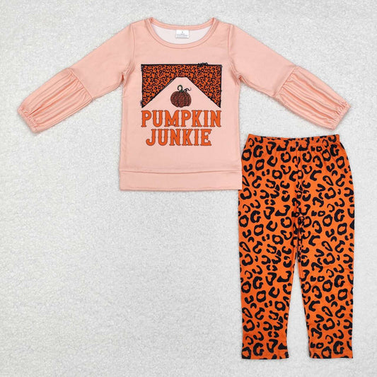 pumpkin  junkie leopard legging set girls outfit