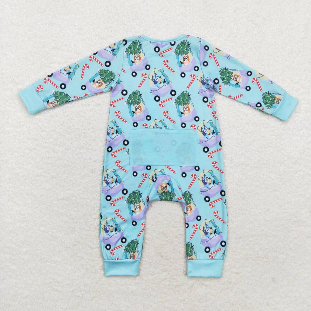 Christmas blu*y zip bamboo sleeper boy