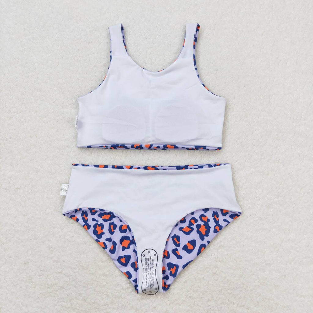 orange leopard two piece swimsuit kids swimwear