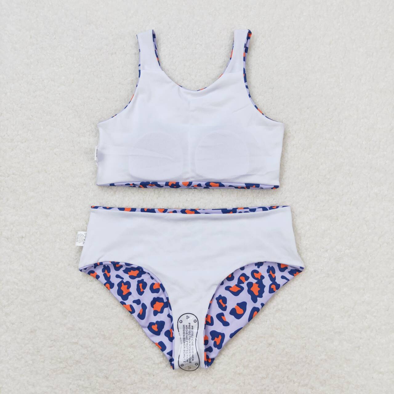 orange leopard two piece swimsuit kids swimwear