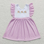 lavender rabbit embroidery backless girl easter dress
