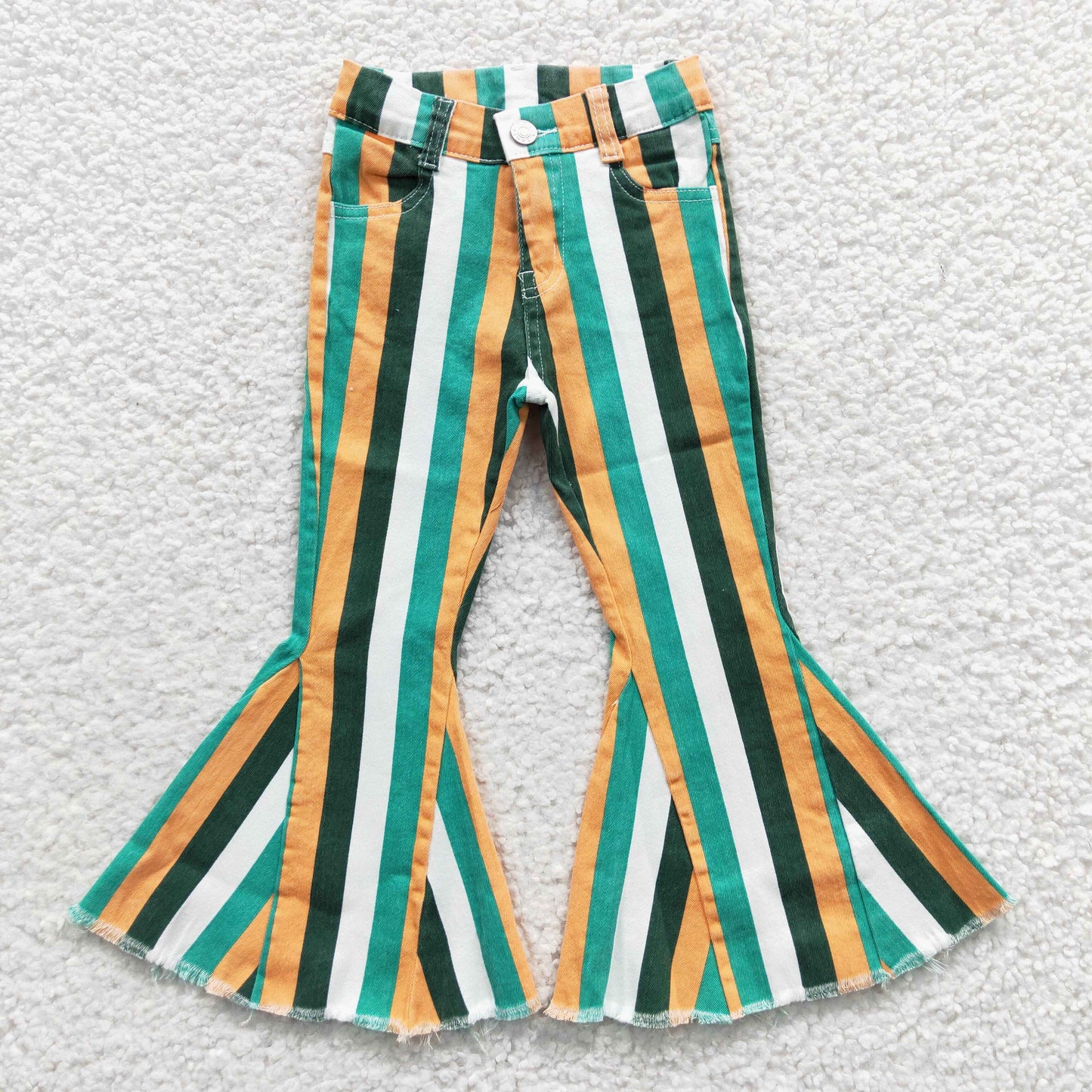 child stripe lined denim bell jeans with pocket