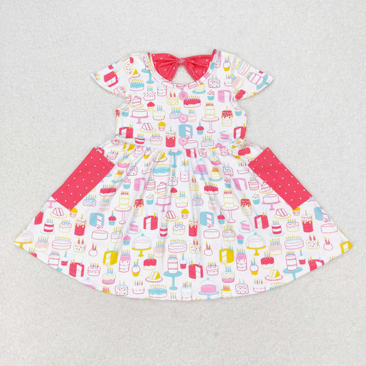 kids birthday cake print twirl dress