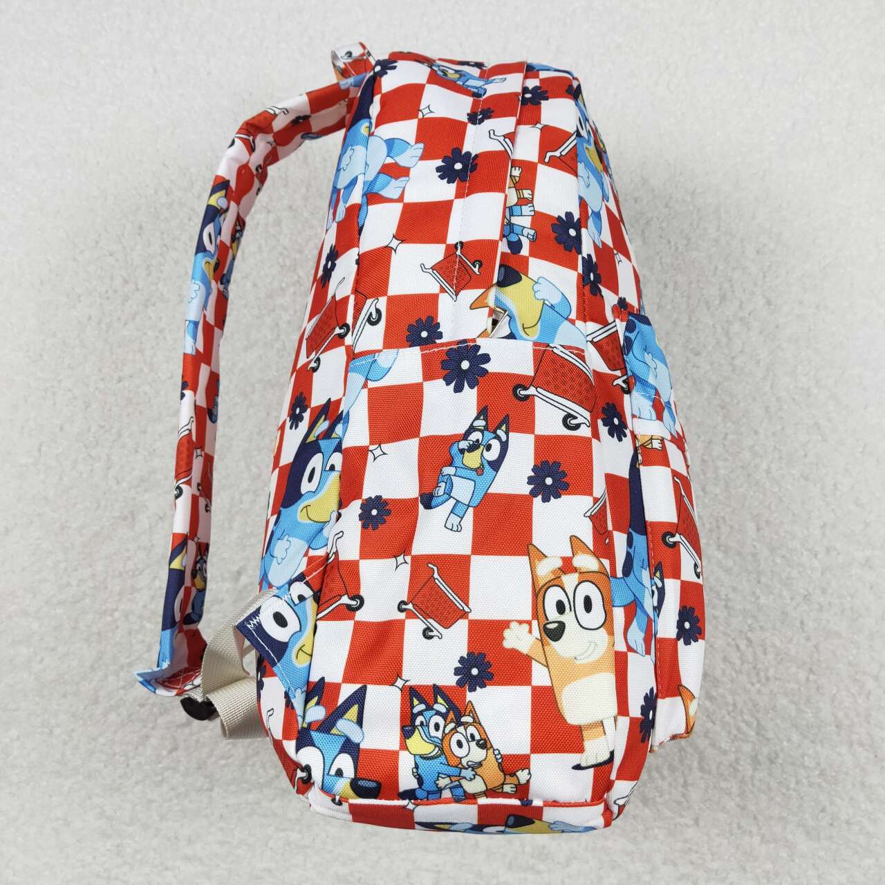 checkered target cartoon dog children backpack