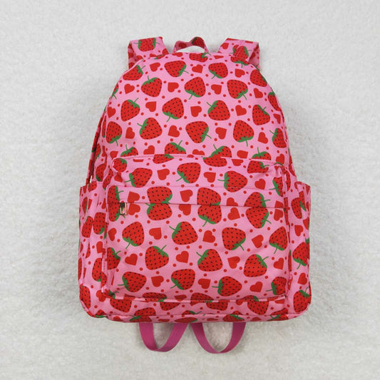 strawberry heart print kids backpack