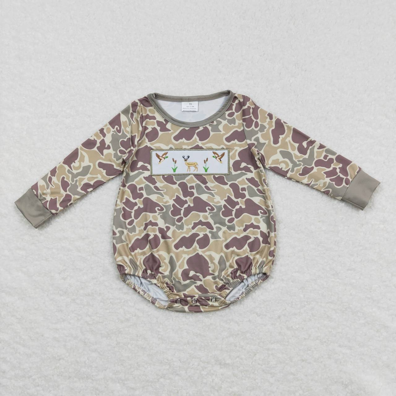 fall long sleeve camo embroidery baby boy bubble