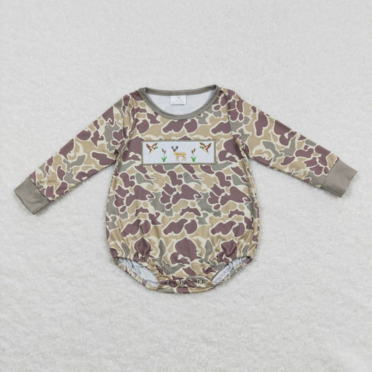 fall long sleeve camo embroidery baby boy bubble