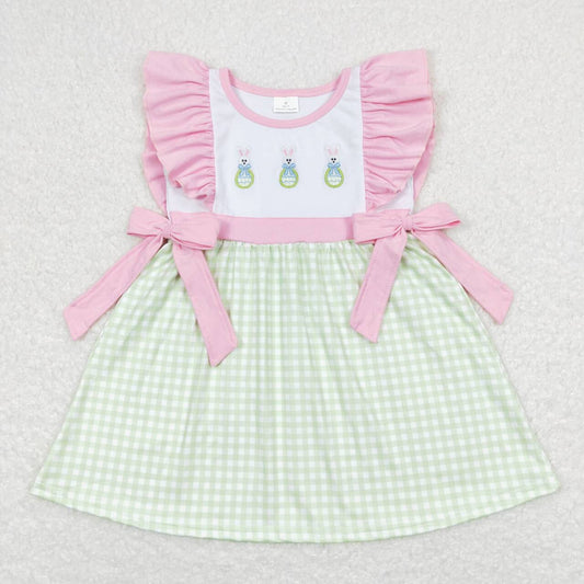 girl easter dresses rabbit embroidery bow dress pink