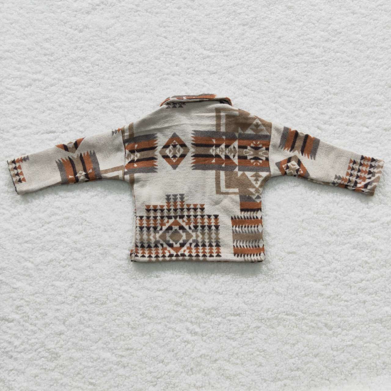 Kids Flap Design Ethnic Aztec Print Button Fly Shacket