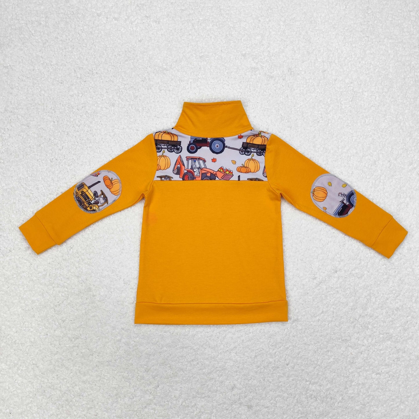 baby boy fall mustard pumpkin truck pullover