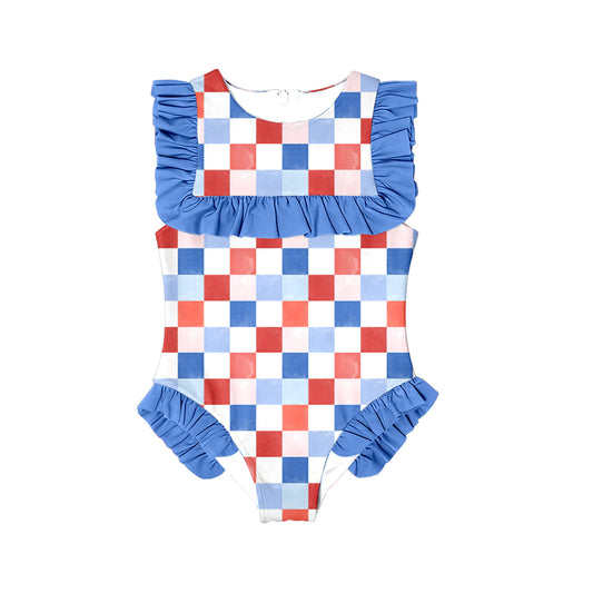 Pre order 4th of July one pieces ruffle girl swimsuit