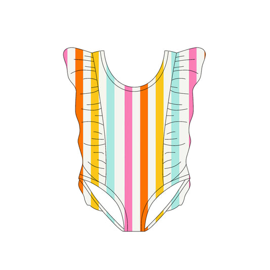 Pre order colorful one pieces ruffle swimsuit