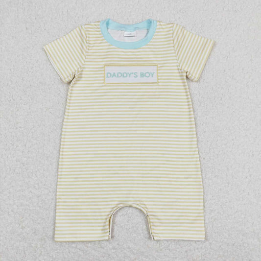 daddy's boy embroidery romper