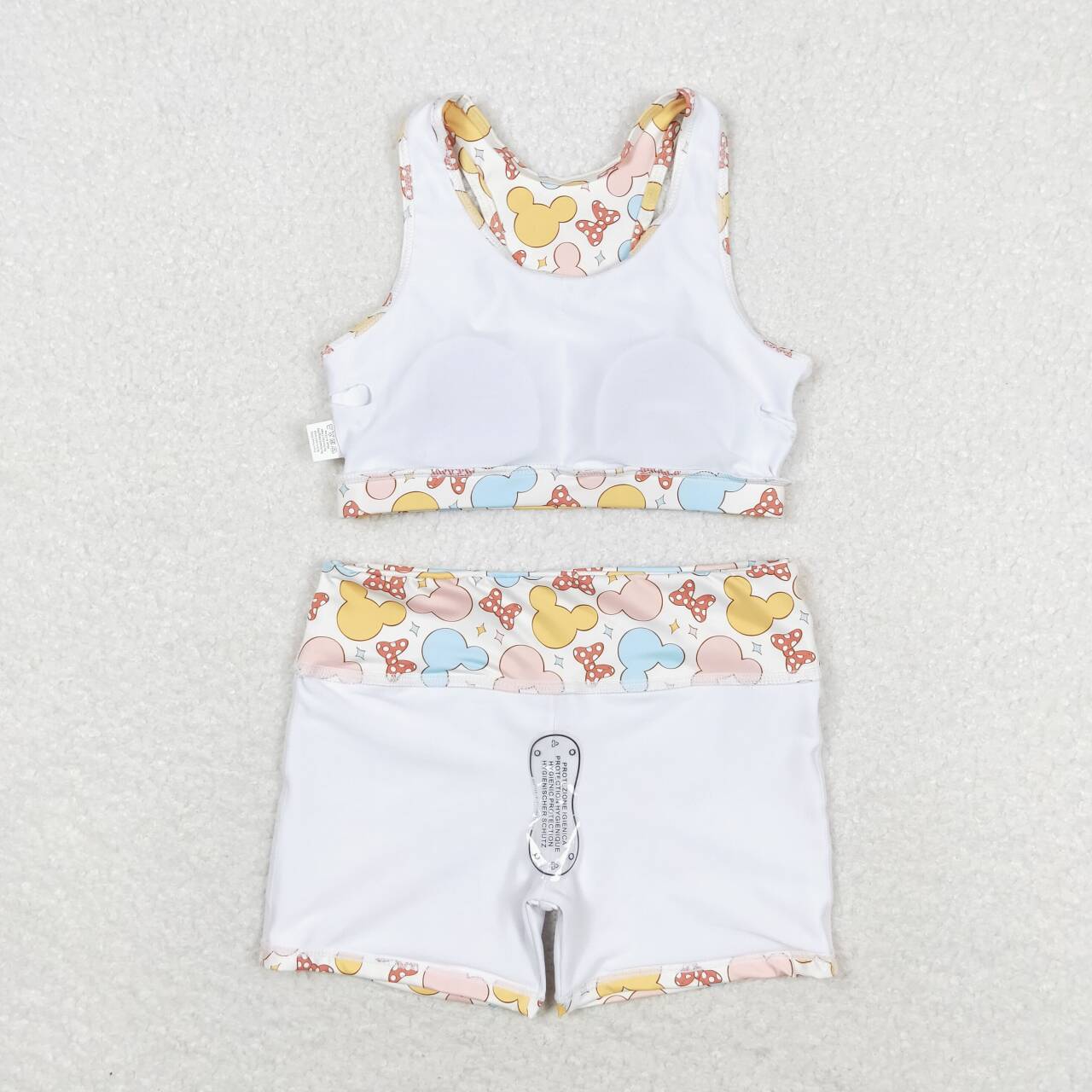 kids girl summer yoga suit cartoon mouse bow