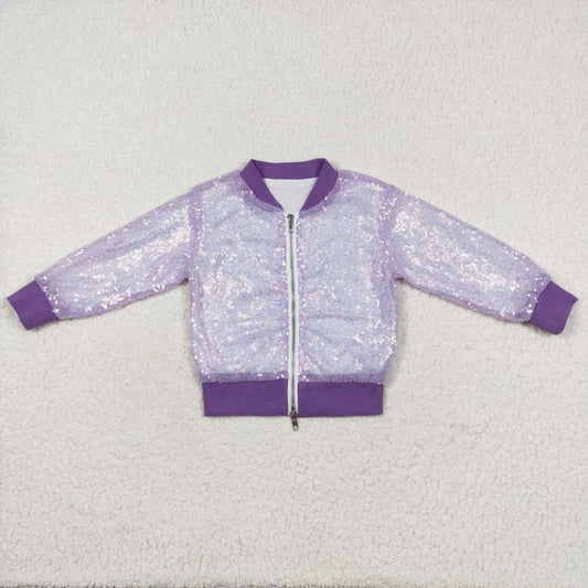 toddler girls shinny zip sequins jacket purple