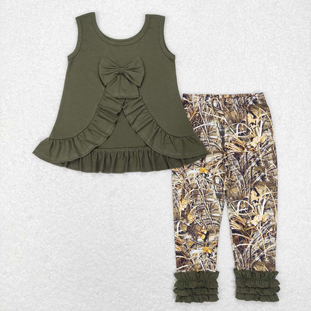 army green tank top camo icing pants outfit girls clothing