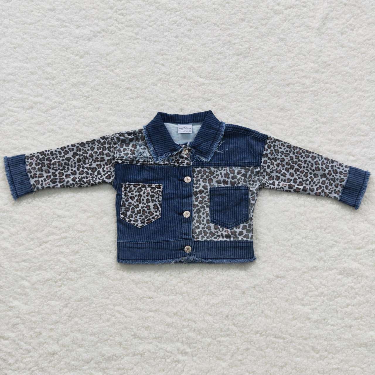 Dark Blue Leopard Denim Jacket