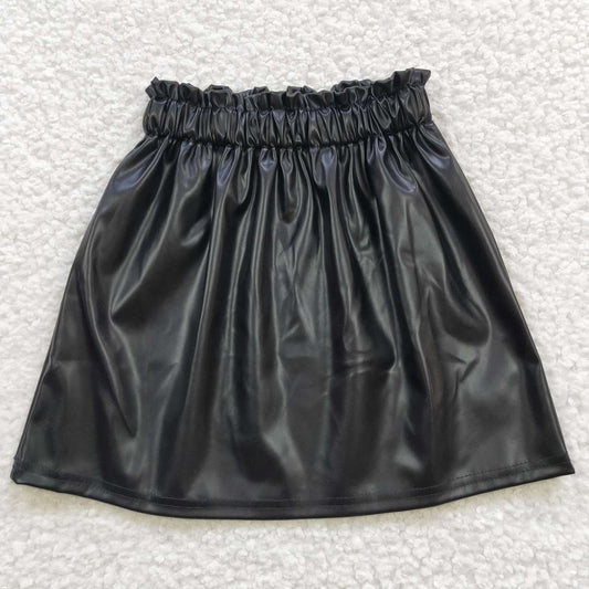 black leather girl skirt