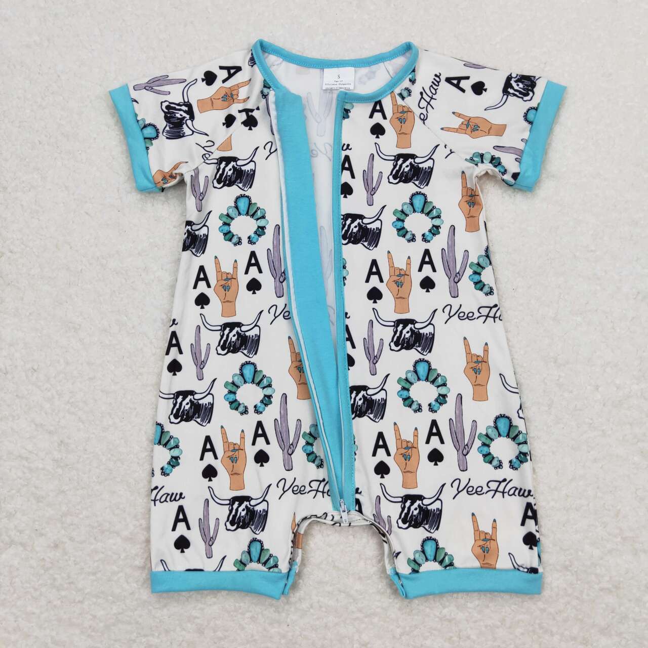 yeehaw western baby zip romper