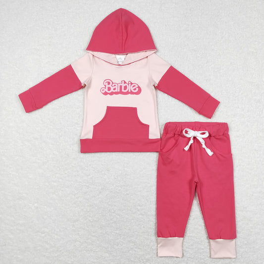 hot pink hoodie outfit girl clothing set